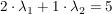 $ 2\cdot{}\lambda_1+1\cdot{}\lambda_2=5 $ $ 2\cdot{}\lambda_1+1\cdot{}\lambda_2=5 $